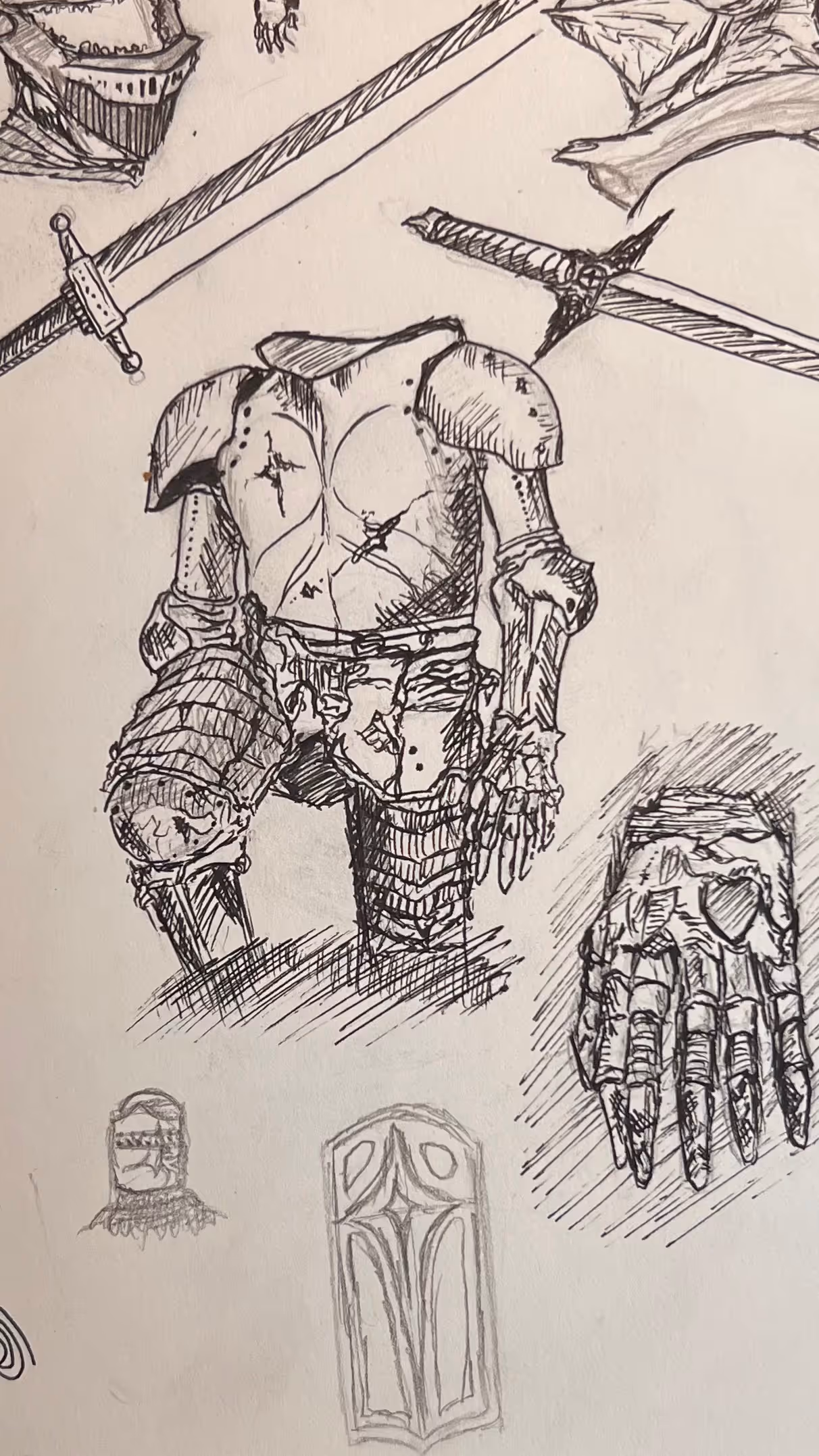 sketches of some armor and swords