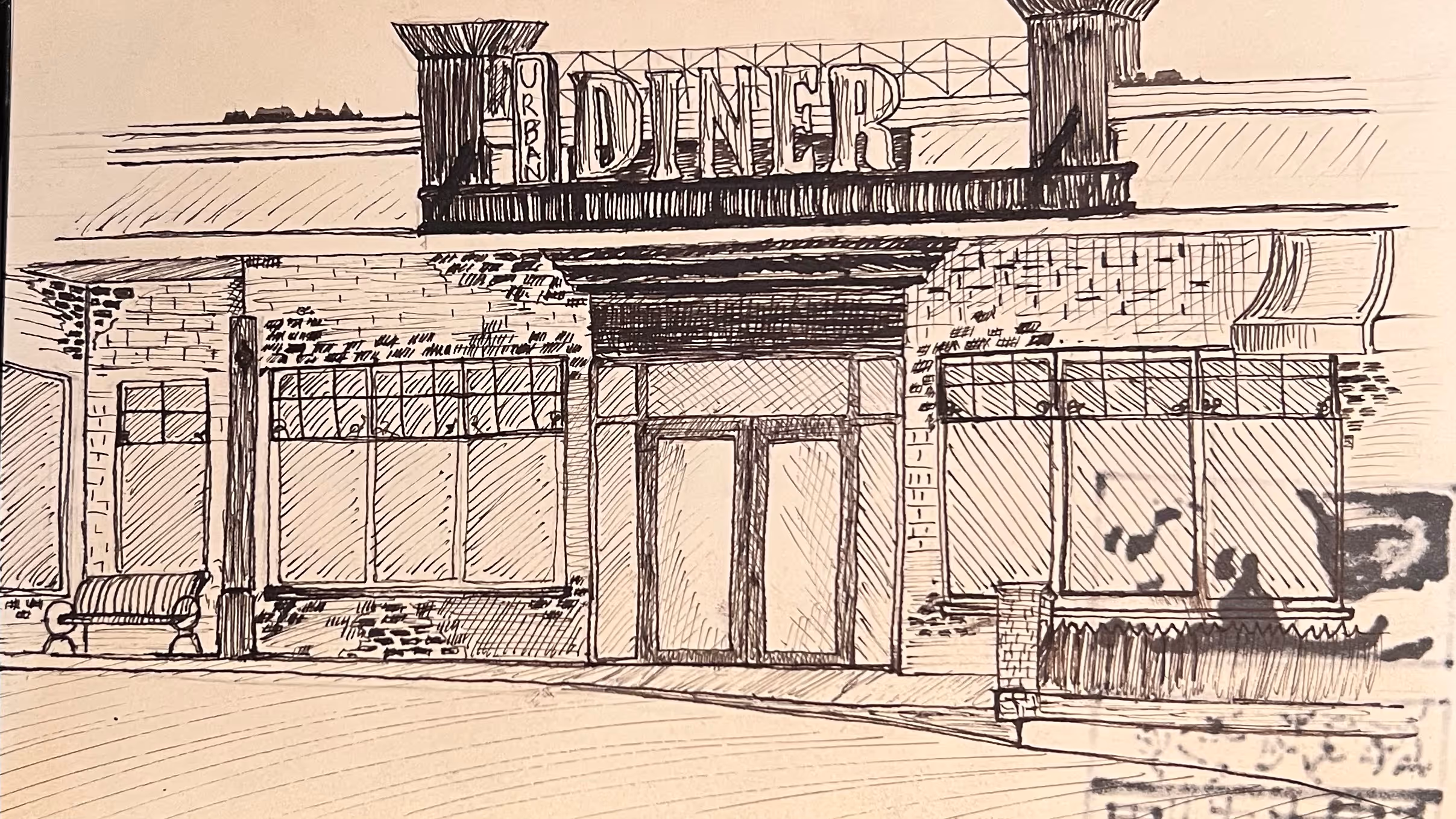 drawing of a diner
